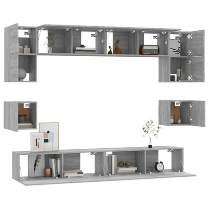 8-tlg. TV-Schrank-Set Grau Sonoma Holzwerkstoff