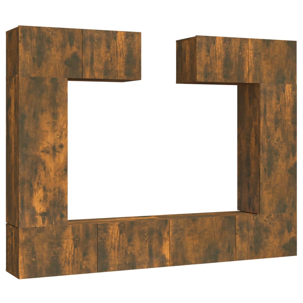 6-tlg. TV-Schrank-Set Räuchereiche Holzwerkstoff