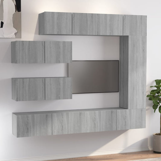 7-tlg. TV-Schrank-Set Grau Sonoma Holzwerkstoff
