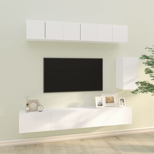 6-tlg. TV-Schrank-Set Weiß Holzwerkstoff