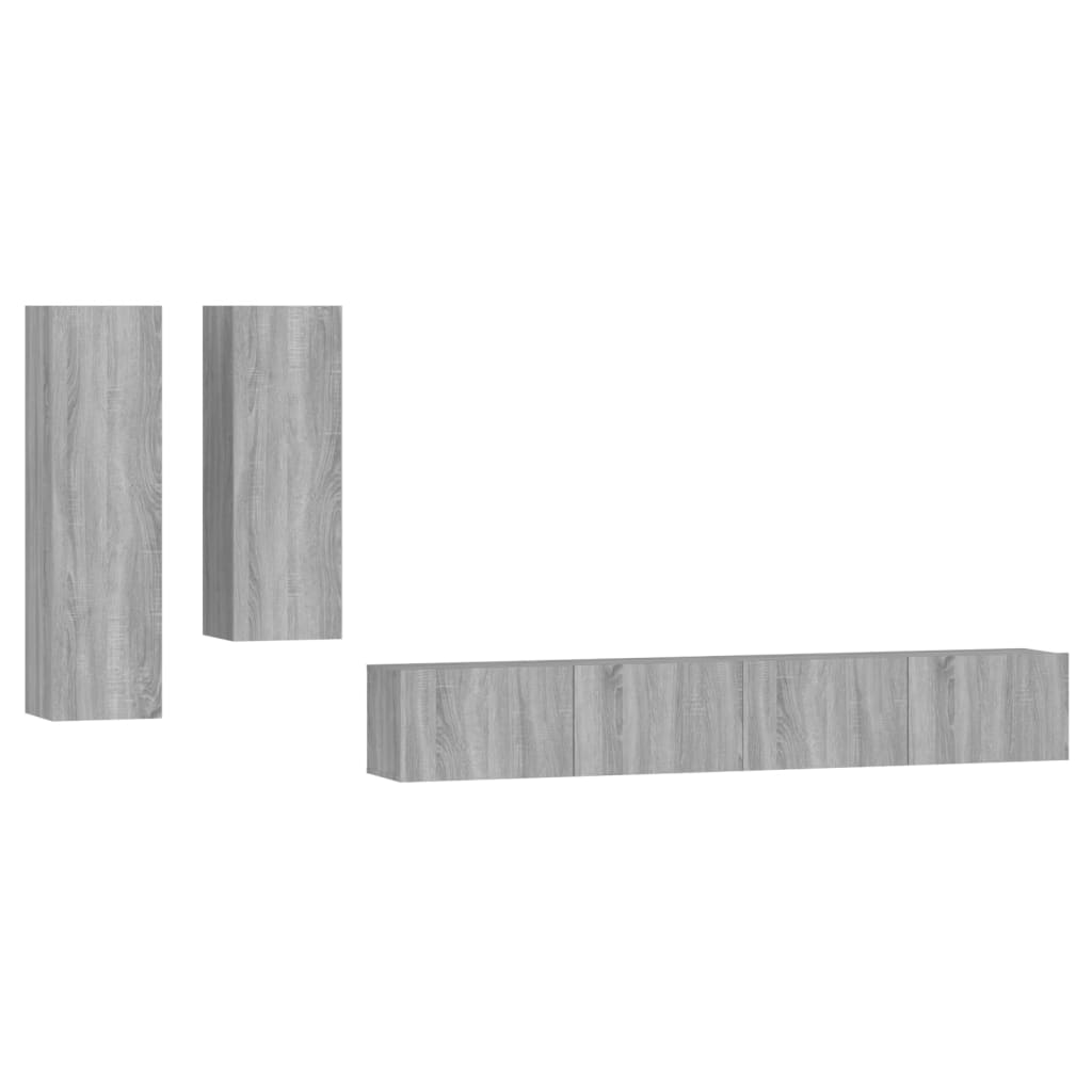 4-tlg. TV-Schrank-Set Grau Sonoma Holzwerkstoff
