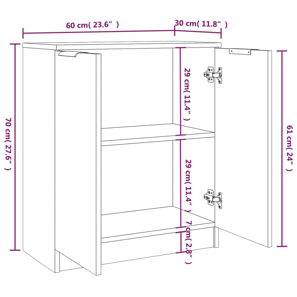 Skænke 2 stk Sonoma eg 60x30x70 cm træmateriale
