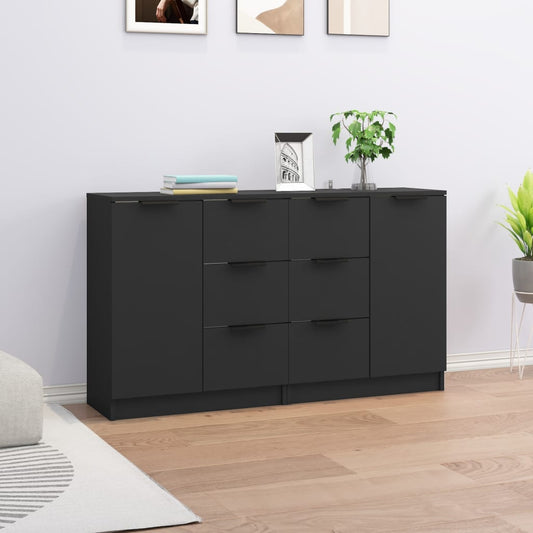 Skænke 2 stk Sort 60x30x70 cm træmateriale