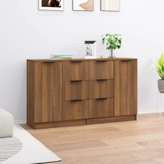 Skænke 2 stk Brun eg look 60x30x70 cm træmateriale