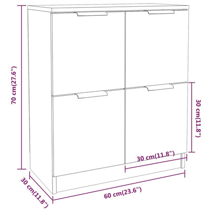 Skænke 2 stk Hvidt 60x30x70 cm træmateriale