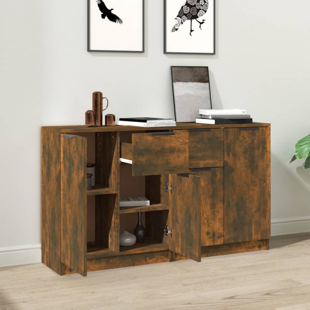 Sideboards 2 Stk. Räuchereiche 60x30x70 cm Holzwerkstoff