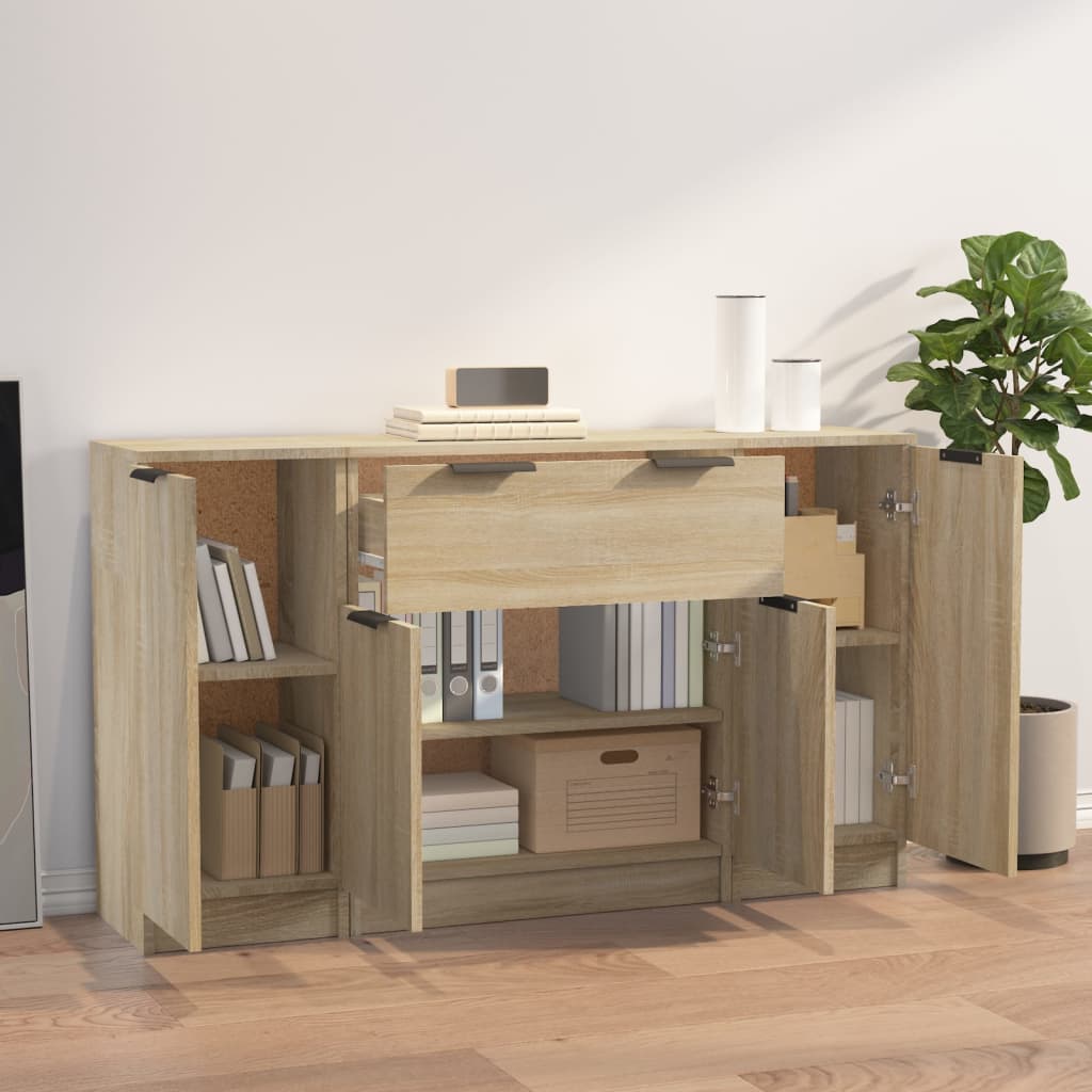 Sideboards 3 Stk. Sonoma-Eiche Holzwerkstoff