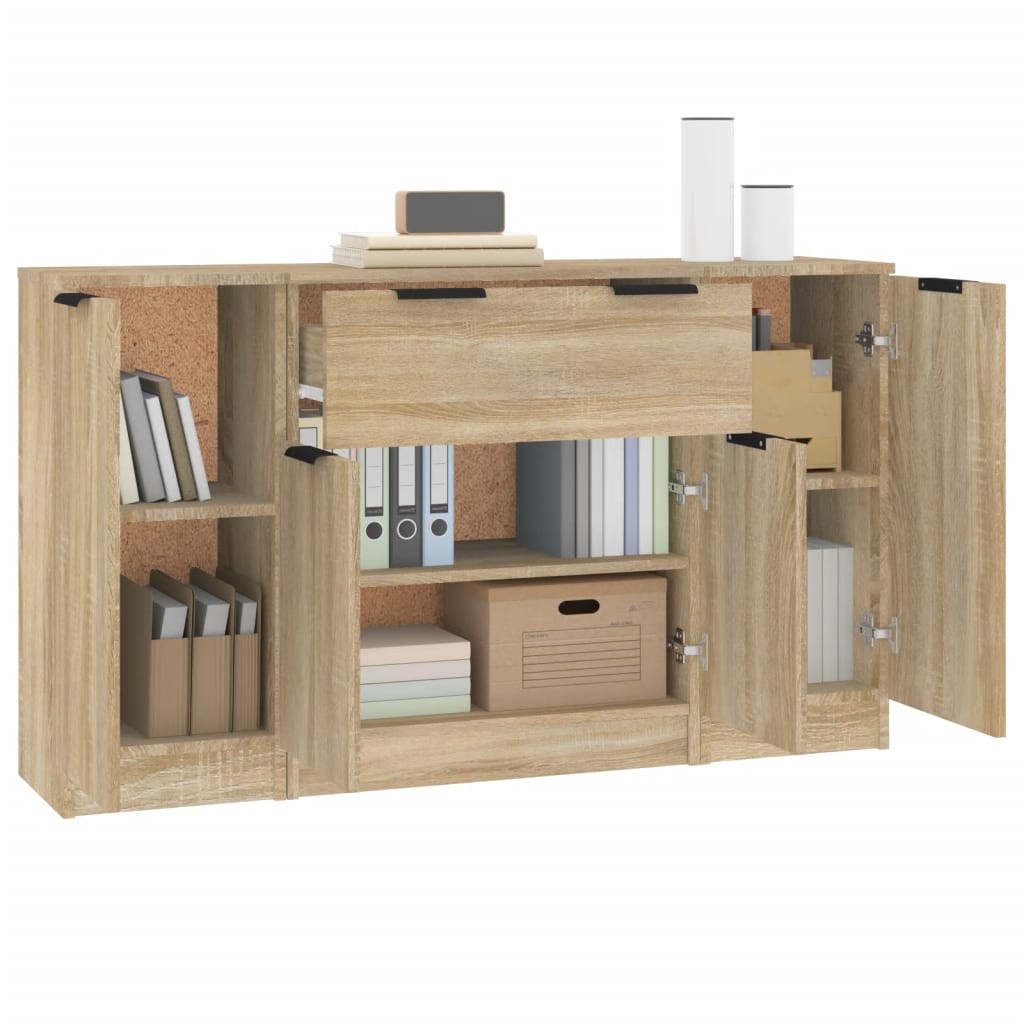 Sideboards 3 Stk. Sonoma-Eiche Holzwerkstoff