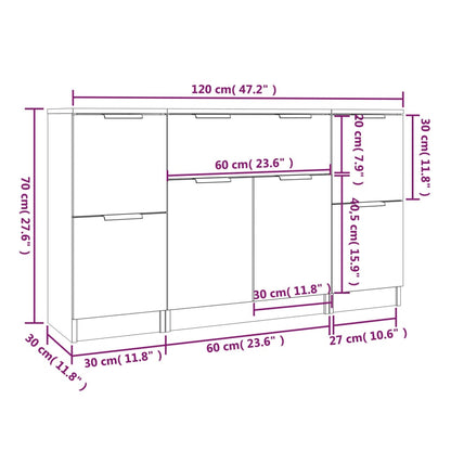 Sideboards 3 Stk. Sonoma-Eiche Holzwerkstoff