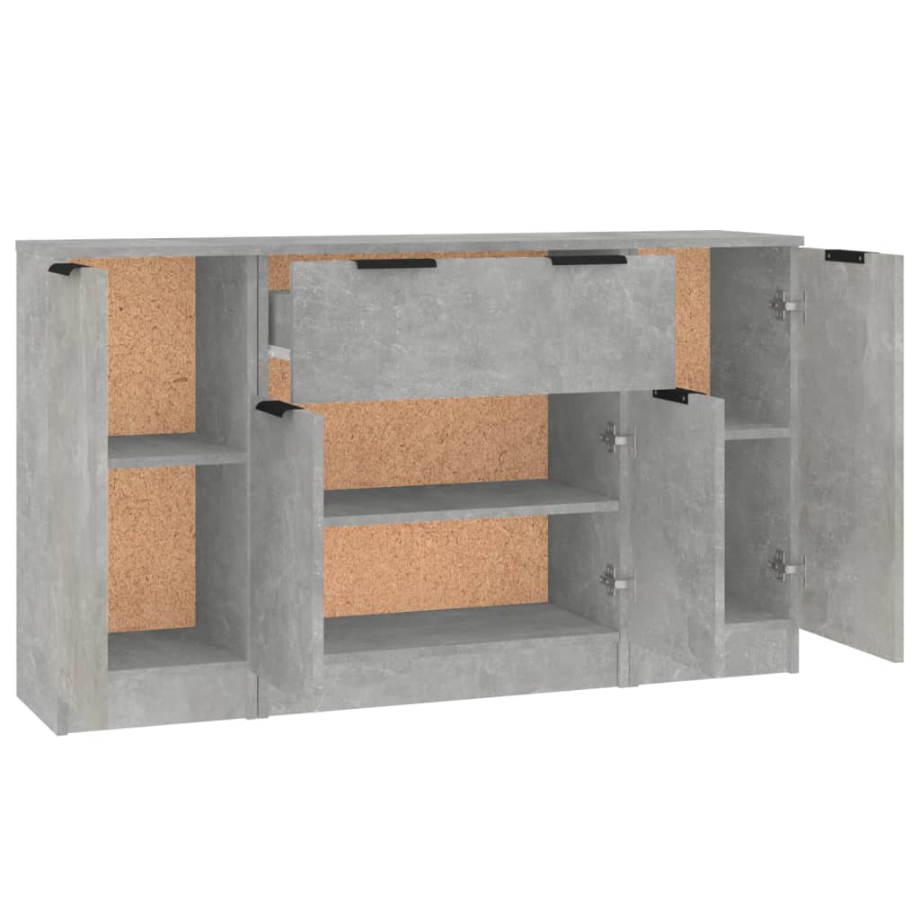Sideboards 3 Stk. Betongrau Holzwerkstoff