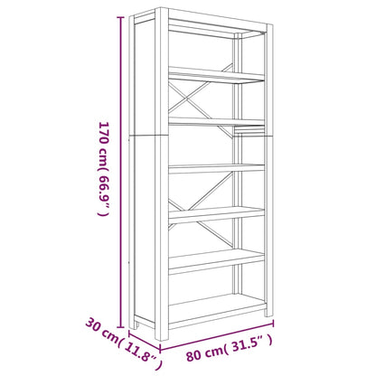 Bücherregal 6 Böden 80x30x170 cm Massivholz Akazie