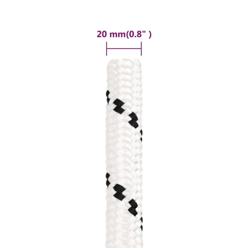 Bådreb Flettet Hvid 20 mm x 50 m Polyester