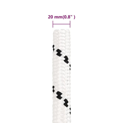 Bådreb Flettet Hvid 20 mm x 50 m Polyester