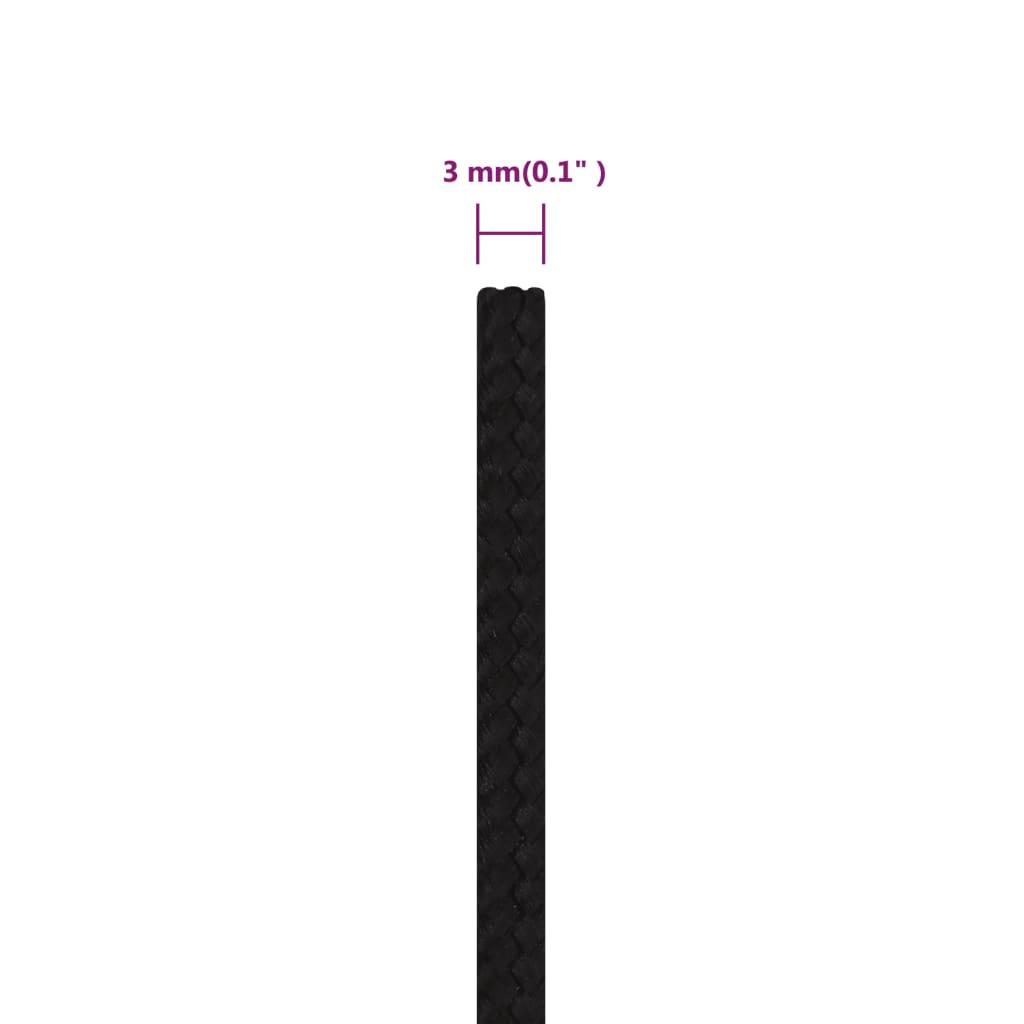 Arbeitsseil Schwarz 3 mm 25 m Polyester
