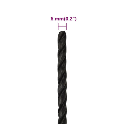 Arbeitsseil Schwarz 6 mm 25 m Polypropylen