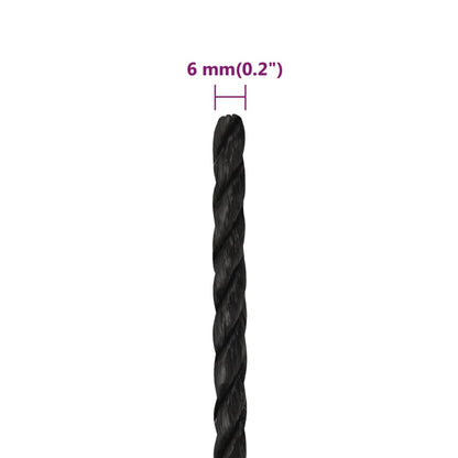 Arbeitsseil Schwarz 6 mm 50 m Polypropylen
