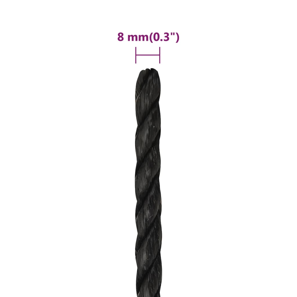 Arbeitsseil Schwarz 8 mm 25 m Polypropylen