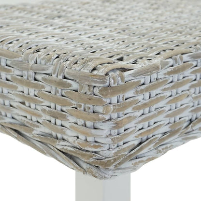 Sitzbank Weiß 160x35x45 cm Natur Kubu Rattan & Massivholz Mahagoni
