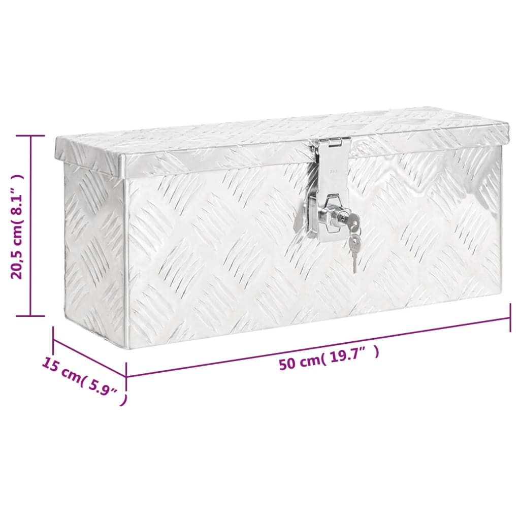 Aufbewahrungsbox Silbern 50x15x20,5 cm Aluminium