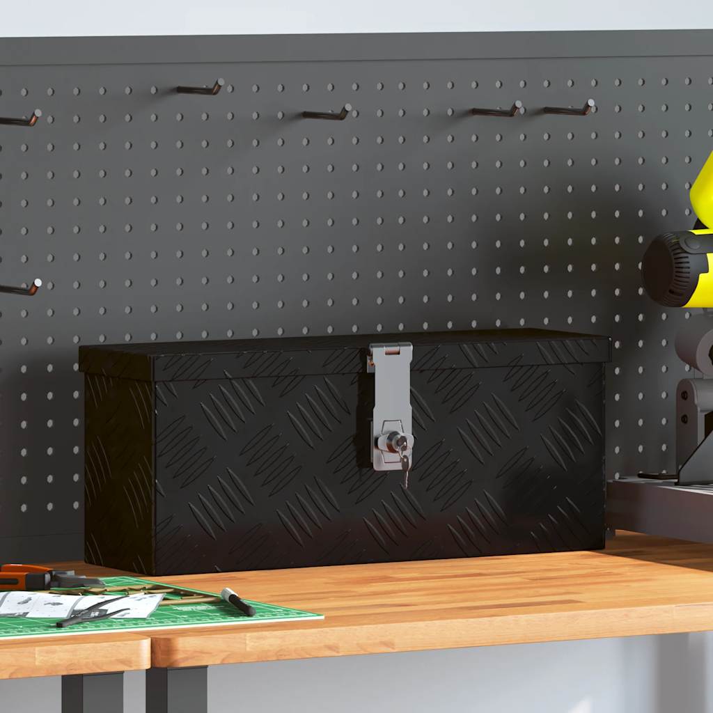 Aufbewahrungsbox Schwarz 50x15x20,5 cm Aluminium