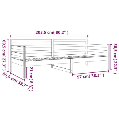 Tagesbett ohne Matratze 80x200 cm Massivholz Kiefer
