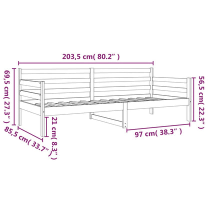 Tagesbett ohne Matratze Weiß 80x200 cm Massivholz Kiefer