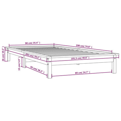 Massivholzbett Honigbraun 90x190 cm Kiefer