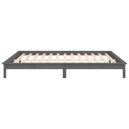 Massivholzbett mit LED-Beleuchtung Grau 120x200 cm