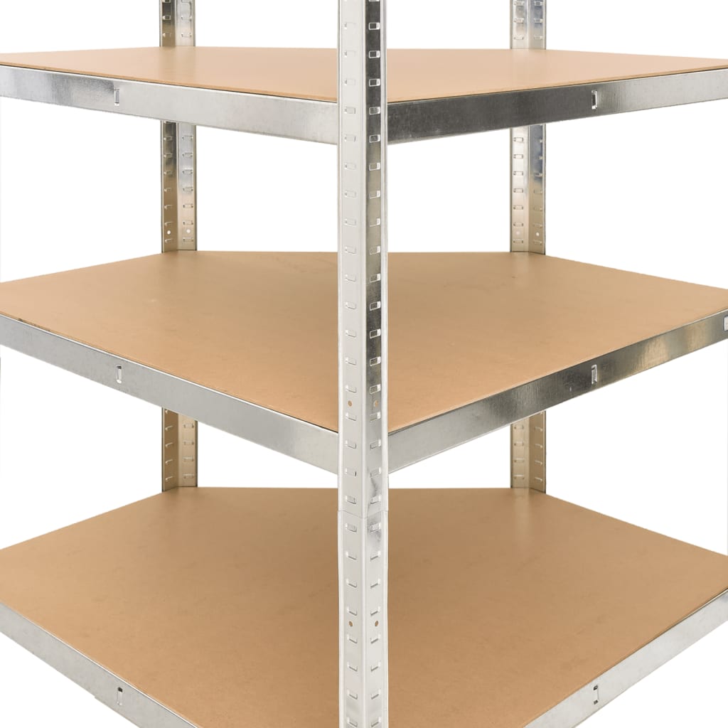 Eckregal mit 4 Böden Silbern Stahl & Holzwerkstoff