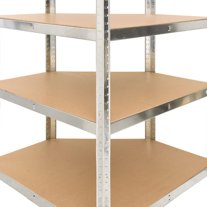 Eckregal mit 4 Böden Silbern Stahl & Holzwerkstoff