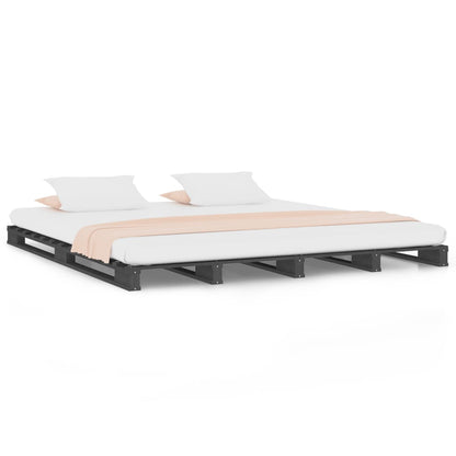 Palettenbett Grau 120x190 cm Massivholz Kiefer