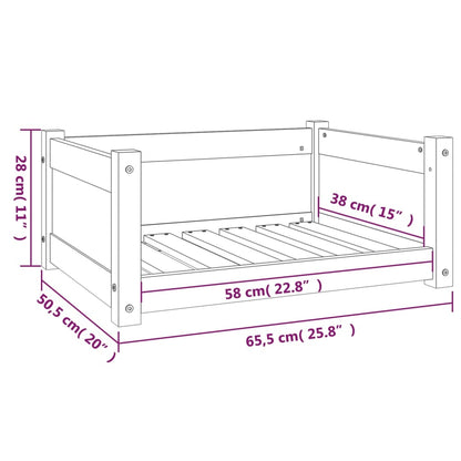 Hundebett Weiß 65,5x50,5x28 cm Massivholz Kiefer