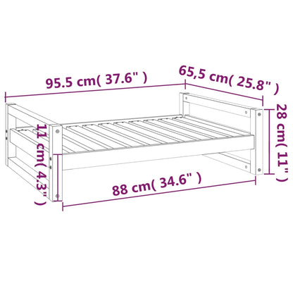 Hundebett Weiß 95,5x65,5x28 cm Massivholz Kiefer