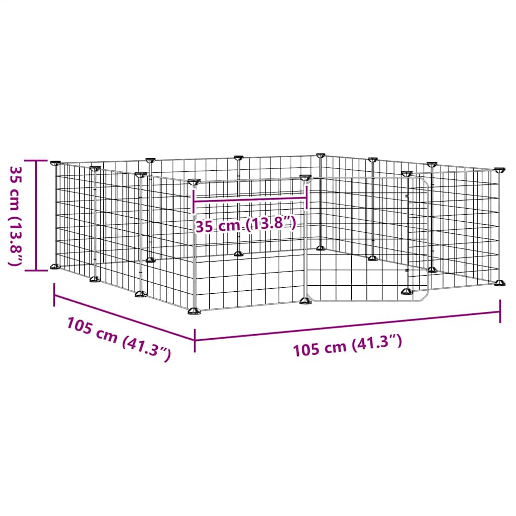 12-Panel-Haustierkäfig mit Tür Schwarz 35x35 cm Stahl