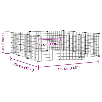 12-Panel-Haustierkäfig mit Tür Schwarz 35x35 cm Stahl
