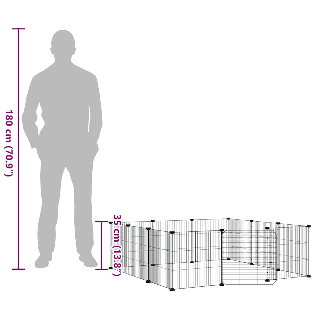 12-Panel-Haustierkäfig mit Tür Schwarz 35x35 cm Stahl