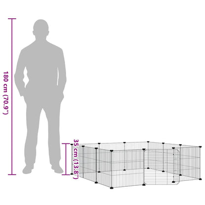 12-Panel-Haustierkäfig mit Tür Schwarz 35x35 cm Stahl