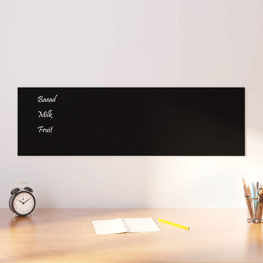 Magnettafel Wandmontage Schwarz 100x30 cm Hartglas