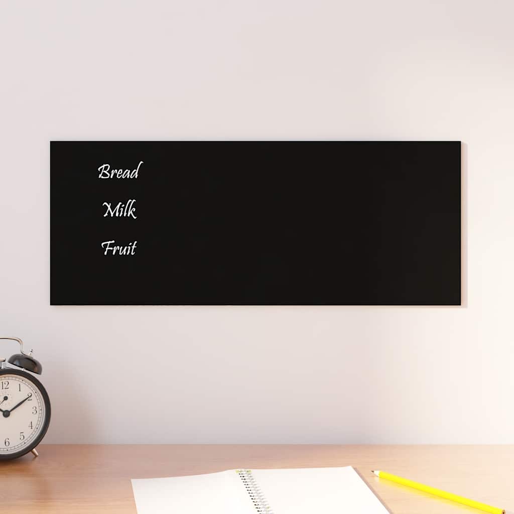 Magnettafel Wandmontage Schwarz 50x20 cm Hartglas