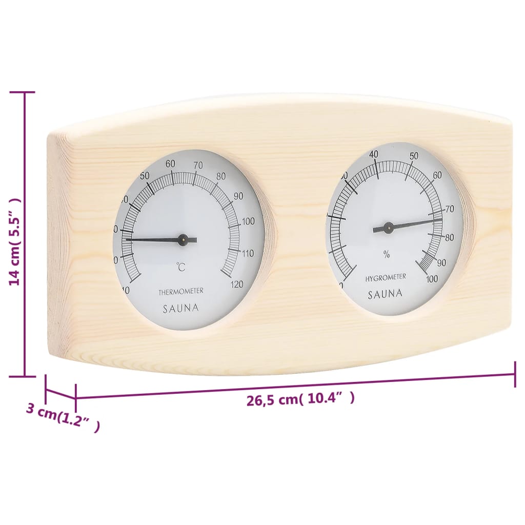 2-in-1 Sauna-Hygrothermograph und Sanduhr Set Massivholz Kiefer