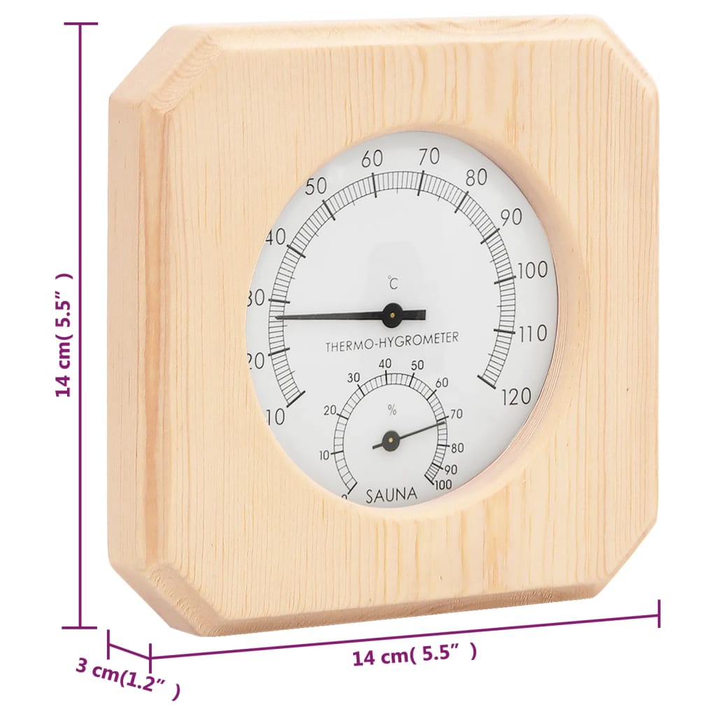 2-in-1 Sauna-Hygrothermograph und Sanduhr Set Massivholz Kiefer