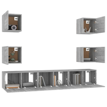 7-tlg. TV-Schrank-Set Grau Sonoma Holzwerkstoff