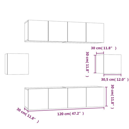 6-tlg. TV-Schrank-Set Grau Sonoma Holzwerkstoff