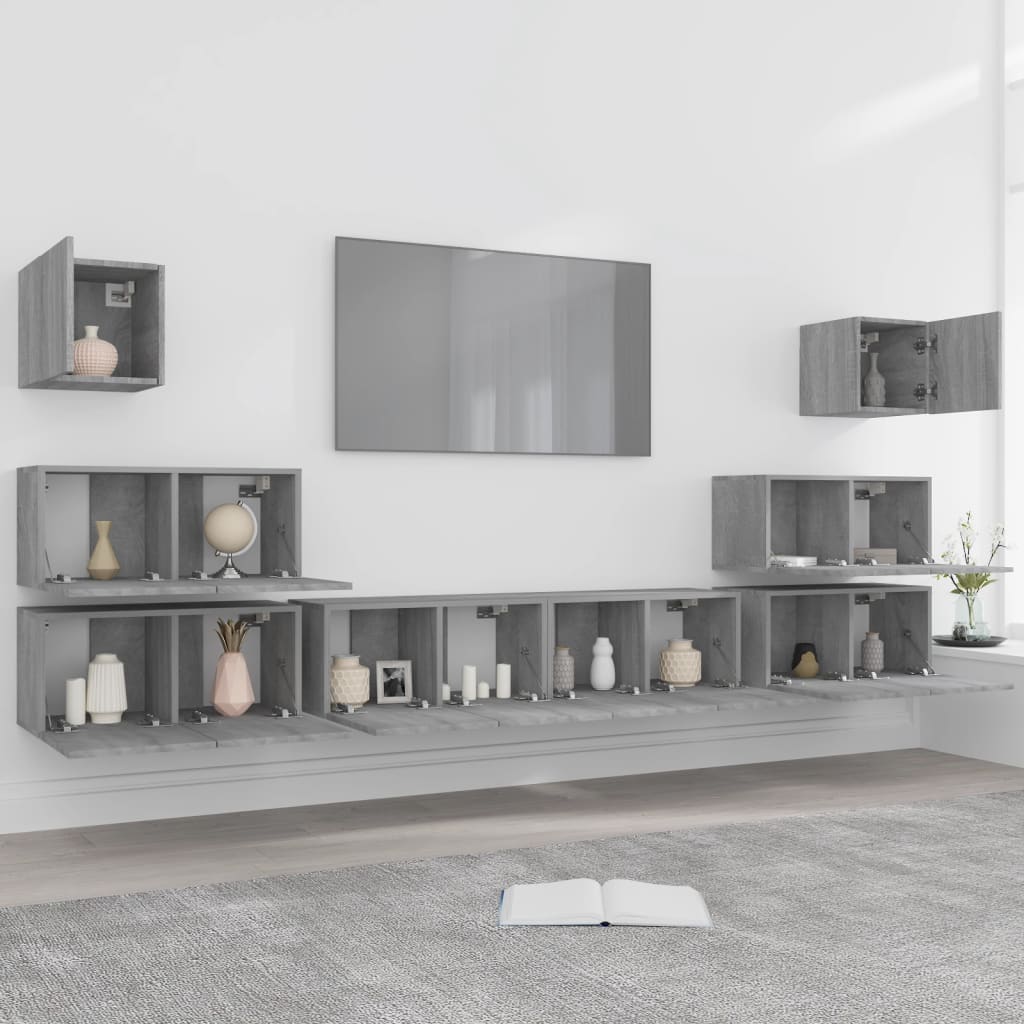 8-tlg. TV-Schrank-Set Grau Sonoma Holzwerkstoff