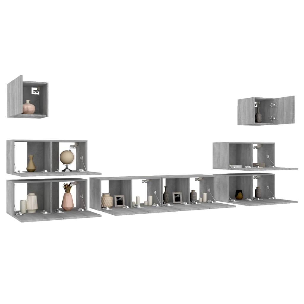 8-tlg. TV-Schrank-Set Grau Sonoma Holzwerkstoff