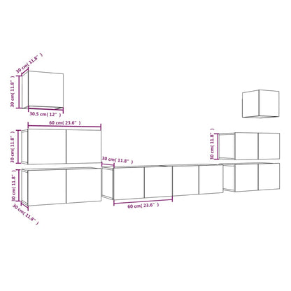8-tlg. TV-Schrank-Set Grau Sonoma Holzwerkstoff