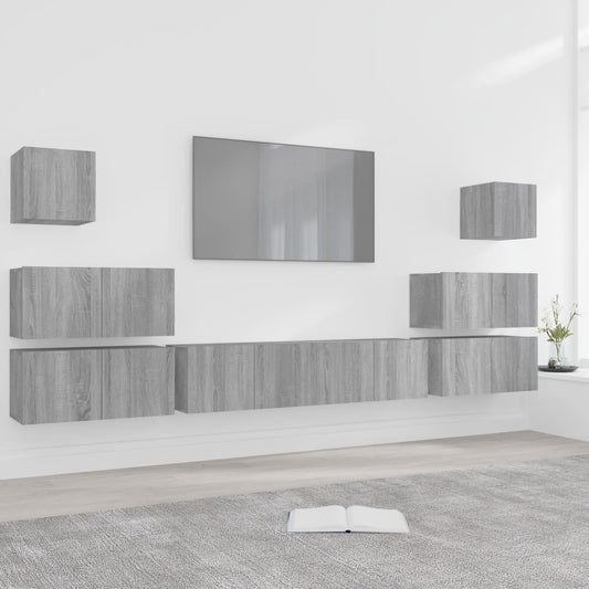 8-tlg. TV-Schrank-Set Grau Sonoma Holzwerkstoff