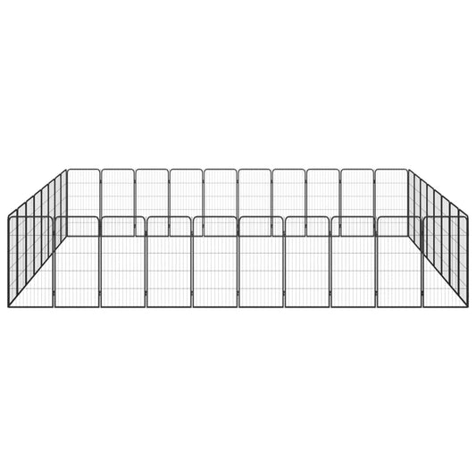 36-tlg. Hundelaufstall Schwarz 50x100cm Stahl Pulverbeschichtet