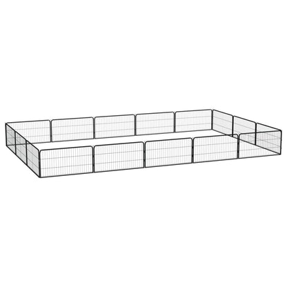 16-tlg. Hundelaufstall Schwarz 100x50cm Stahl Pulverbeschichtet