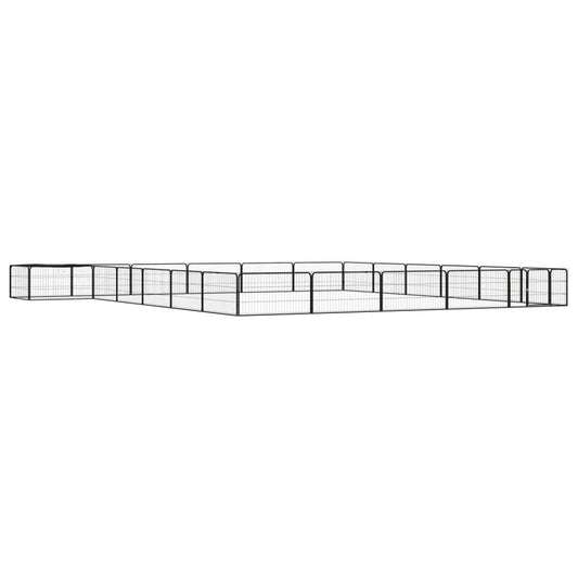 24-tlg. Hundelaufstall Schwarz 100x50cm Stahl Pulverbeschichtet